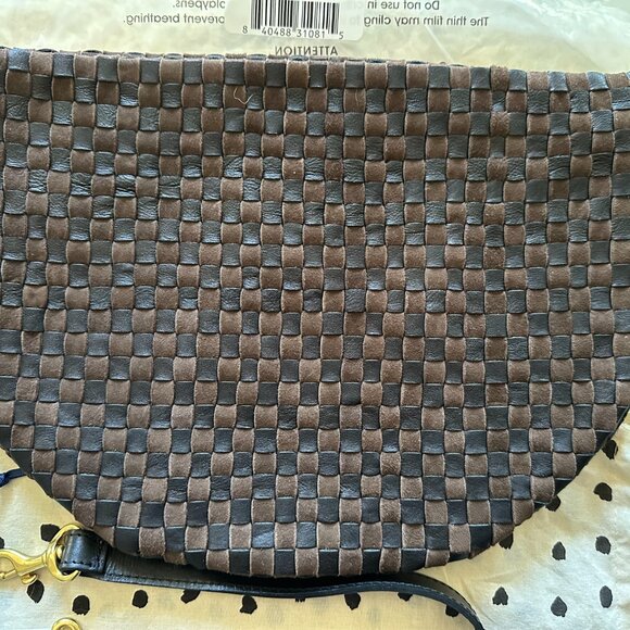 Clare V Grand Fanny Leather & Suede Woven Checker in Black/Chocolate NWT - Picture 10 of 12